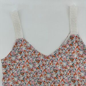 Berthie Paris Floral Print V Neck Lace Strap Cami Top Women's Size S